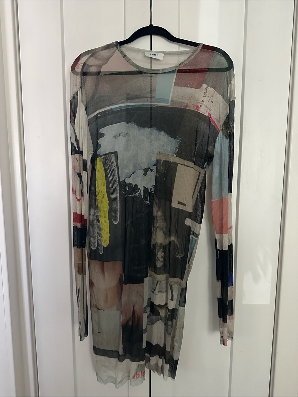 JIMMY D Sheer Plaid Mesh Top in Pastel Mix